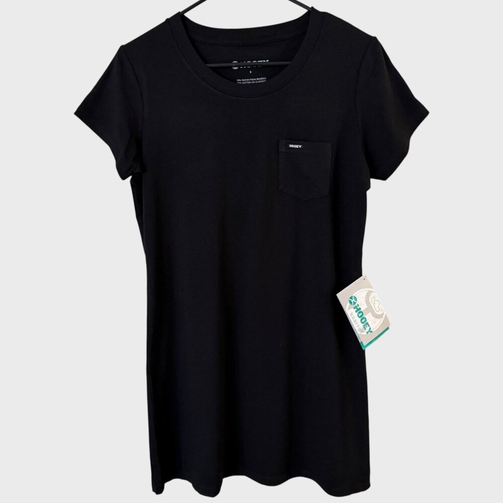 Hooey Sayulita Short-Sleeve Bamboo T-Shirt Dress Black Women's Size Small New
